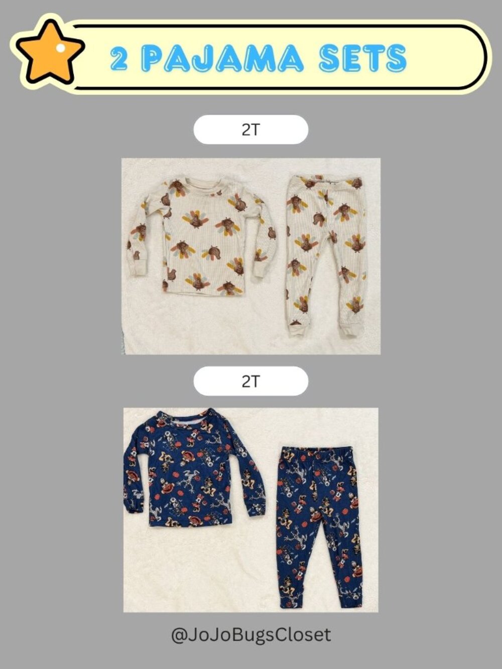 2T Holiday Pajama Bundle | Disney Halloween Mickey & Thanksgiving Turkey